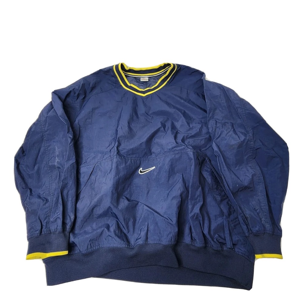 Vintage Nike Adult 90s Y2K Pullover Windbreaker Navy Blue Big Swoosh Mens 2XL